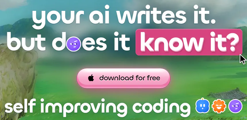 The Wayari hero: “your ai writes it. but does it know it?”, a download button and “self improving coding” with the crew’s little faces